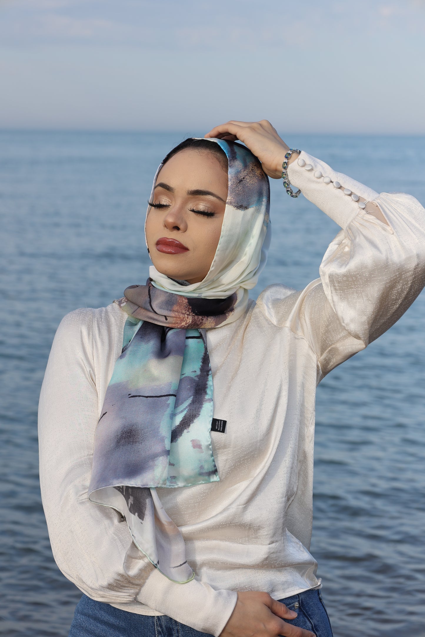 Blue-Eared Starling Silk Scarf - 100% Mulberry Silk