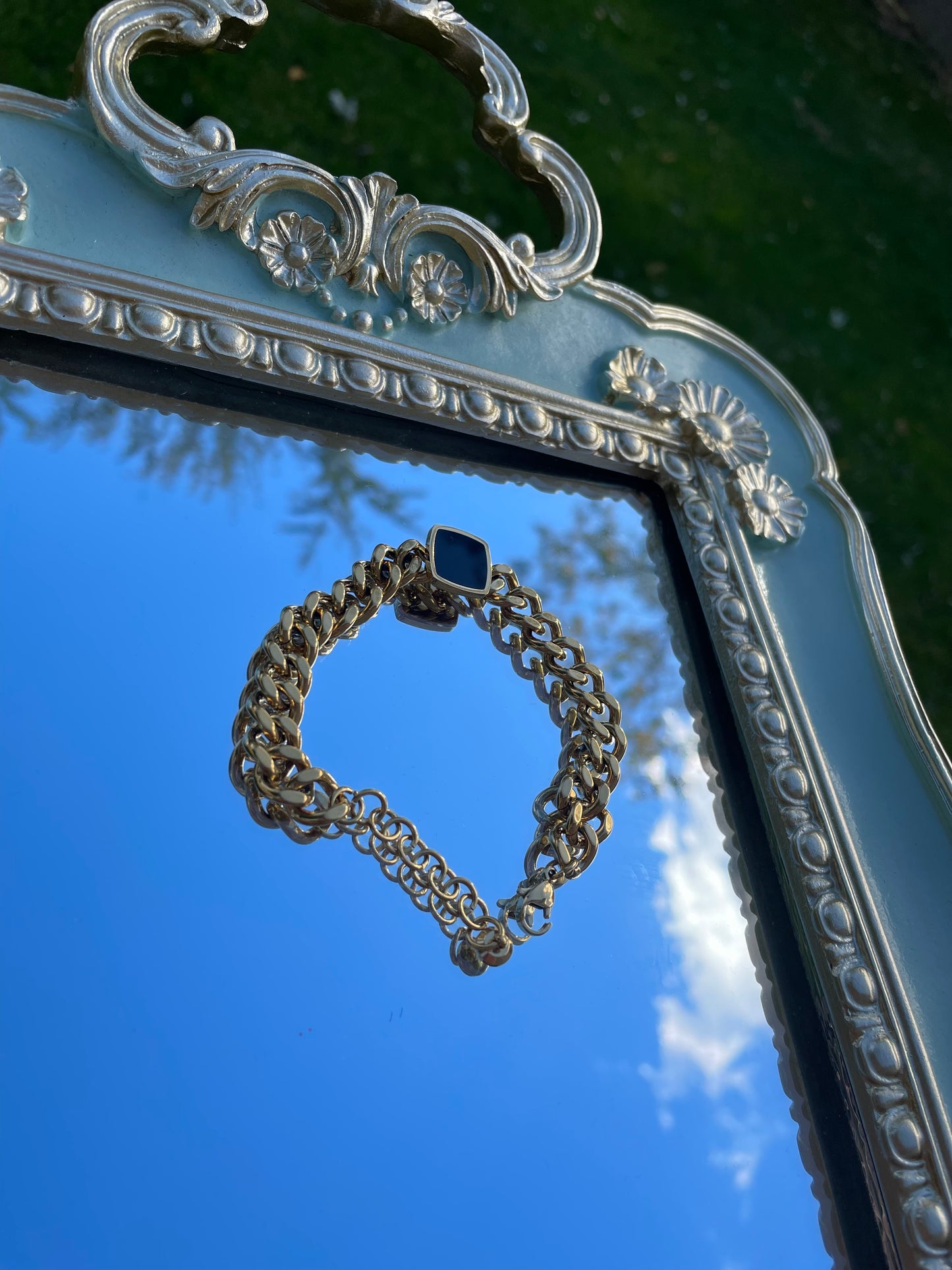 Classic Gold Bracelet for Women | Chunky Black Stone Bracelet | Hypoallergenic- Tarnish Free bracelet