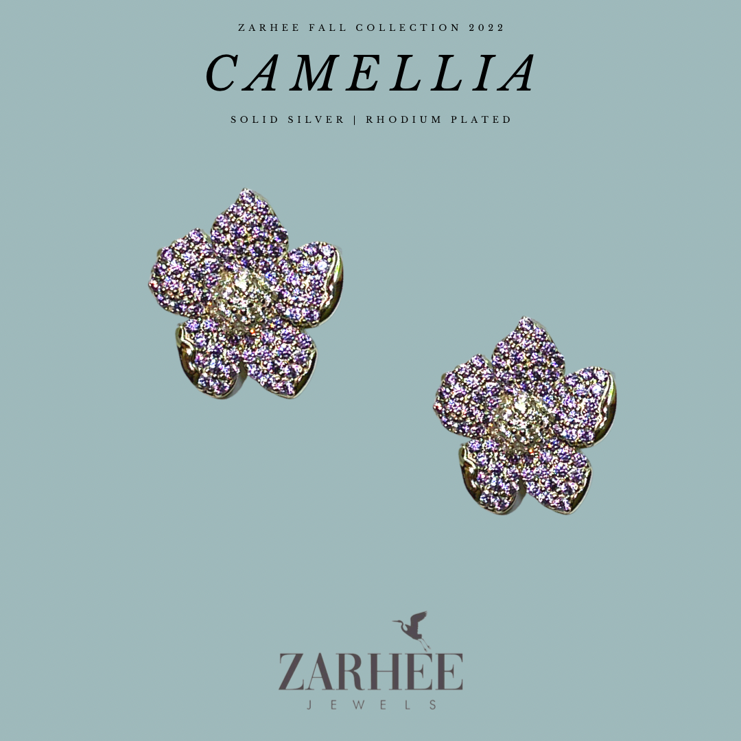 AMARYLLIS Solid Silver Earring Rhodium Plated Hypoallergenic