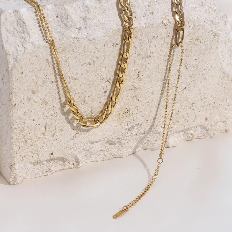 Double Layered Necklace - 18k Gold Plated