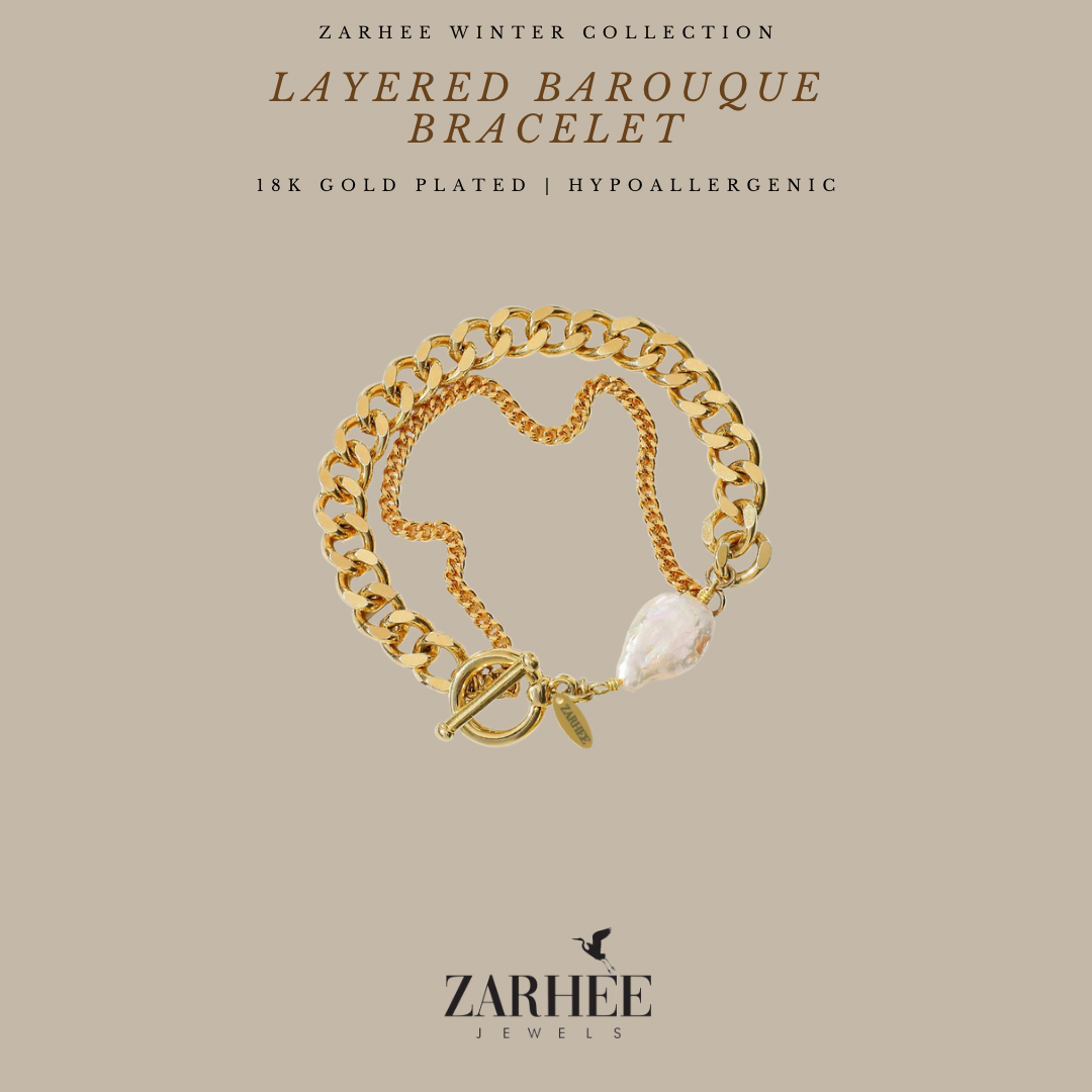 Layered Baroque Bracelet | 18k Gold Plated | Hypoallergenic