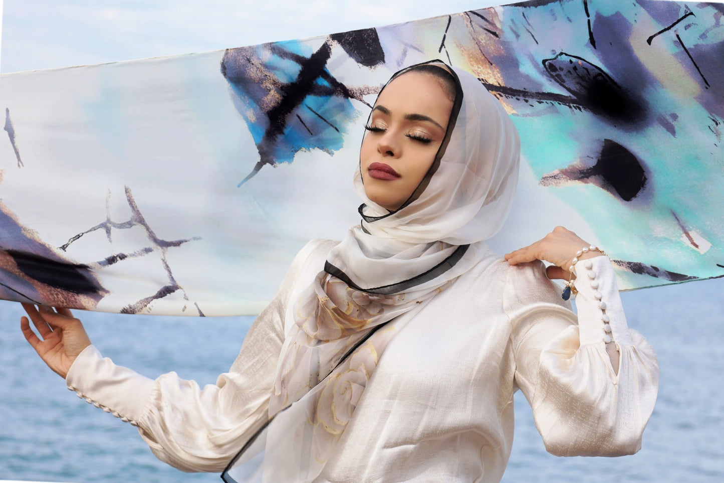 Blue-Eared Starling Silk Scarf - 100% Mulberry Silk