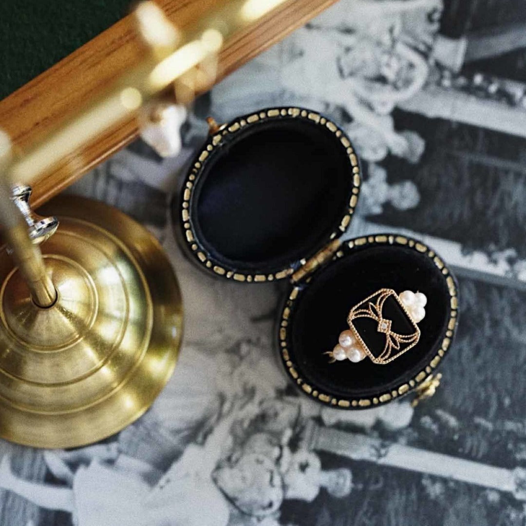 Bague En Pierre Noir - Rings for Women | Gold | Hypoallergenic