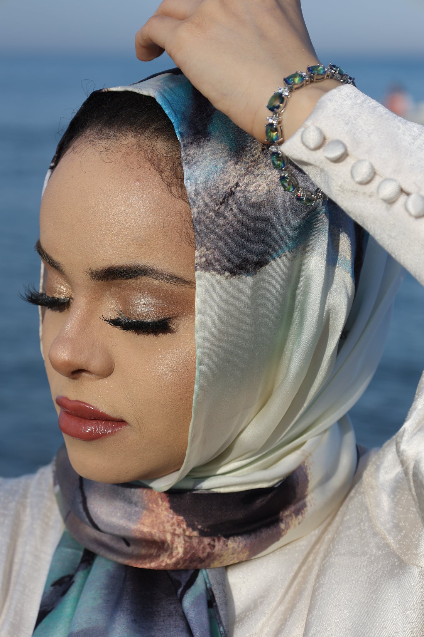 Blue-Eared Starling Silk Scarf - 100% Mulberry Silk