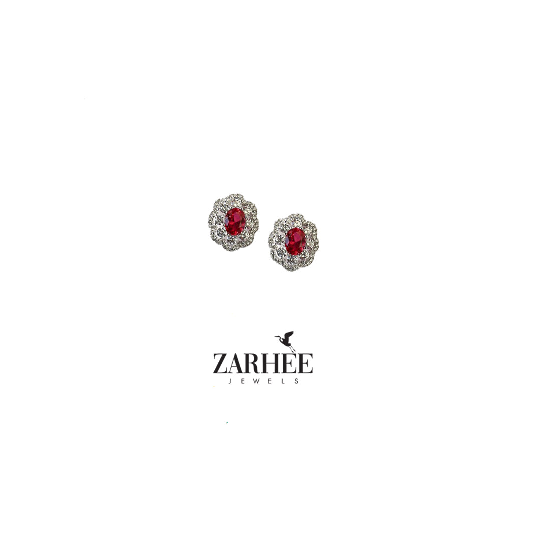 Victorian Ruby Earrings - 18K White Gold